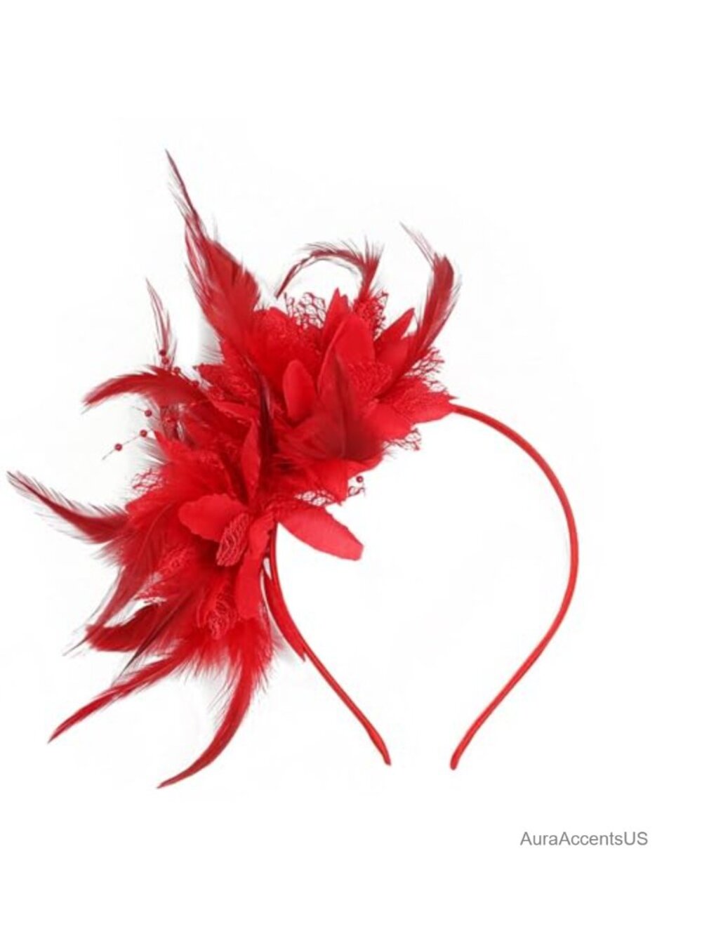 Feather Pearl Fascinator Headband Elegant Formal Event Hair Accessory